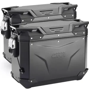 Zestaw kufrów bocznych aluminiowych GIVI Trekker Outback Evo Smart 44 czarnych [z 3 wkładkami SLR; poj.: 2 x 44 litrów] Tylko dziś