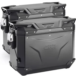 Ekspresowa dostawa Zestaw kufrów bocznych aluminiowych GIVI Trekker Outback Evo Smart 48 czarnych [bez wkładek SLR; poj.: 2 x 48 litrów]