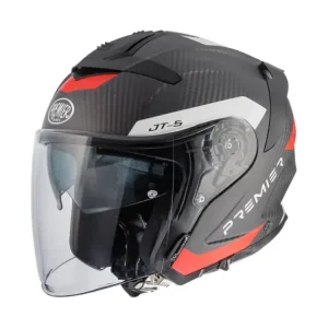 Kask otwarty Premier JT5 Carbon MA 2 BM czarno-biało-czerwony Tylko dziś