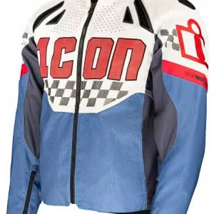 Kurtka motocyklowa tekstylna Icon Contra3 Hero niebiesko-biało-czerwona Kup online