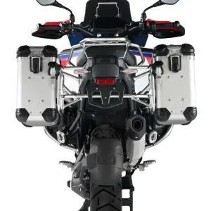 Zestaw: kufry boczne z anodowanego aluminium srebrne "And-S" Zega Evo + stelaże srebrne Touratech BMW R 1300 GS Adventure (24-) [31+31l] Nowy