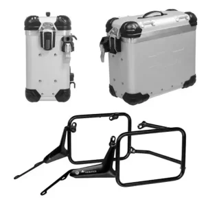 Zestaw: kufry boczne z anodowanego aluminium srebrne "And-S" Zega Evo + stelaże czarne Touratech BMW R 1300 GS Adventure (24-) [31+31l] Ekspresowa dostawa