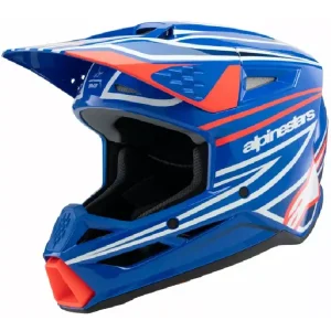 Nie przegap Kask enduro dziecięcy Alpinestars SM3 Wurx niebiesko-czerwony
