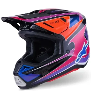 Najlepsza cena Kask enduro Alpinestars SM7 Fuse czarno-niebiesko-różowy połysk