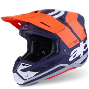 Super okazja Kask enduro Alpinestars SM7 Core niebiesko-pomarańczowo-szary matowy