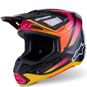 Wyjątkowa oferta Kask enduro Alpinestars SM7 Rise czarno-żółto-różowy połysk