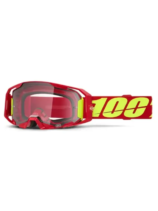 Obniżka ceny Gogle motocyklowe 100% ARmatic z przeźroczystą szybką czerwono-żółte
