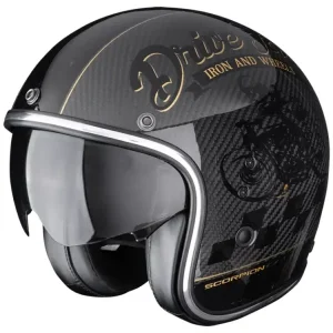 Kask otwarty Scorpion Belfast Evo Carbon Zippy czarno-złoty Rabat