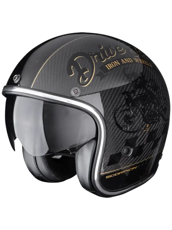 Kask otwarty Scorpion Belfast Evo Carbon Zippy czarno-złoty Rabat