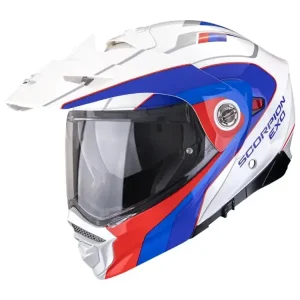 Kask adventure Scorpion ADX-2 Kamps biało-czerwono-niebieski Łatwy zwrot
