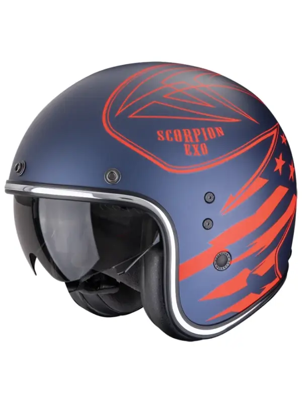 Kask otwarty Scorpion Belfast Evo Dawg niebiesko-czerwony matowy Rabat