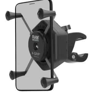 Uchwyt na telefon RAM X-Grip duży z adapterem tłumiącym wibracje i klamrą zaciskową Tough-Claw Popularny