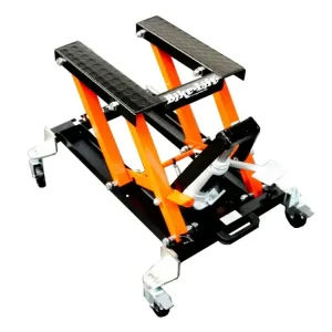 Bestseller Centralny podnośnik motocyklowy hydrauliczny Bike Lift CFL-500 czarno-pomarańczowy [maks. udźwig: 500 kg]